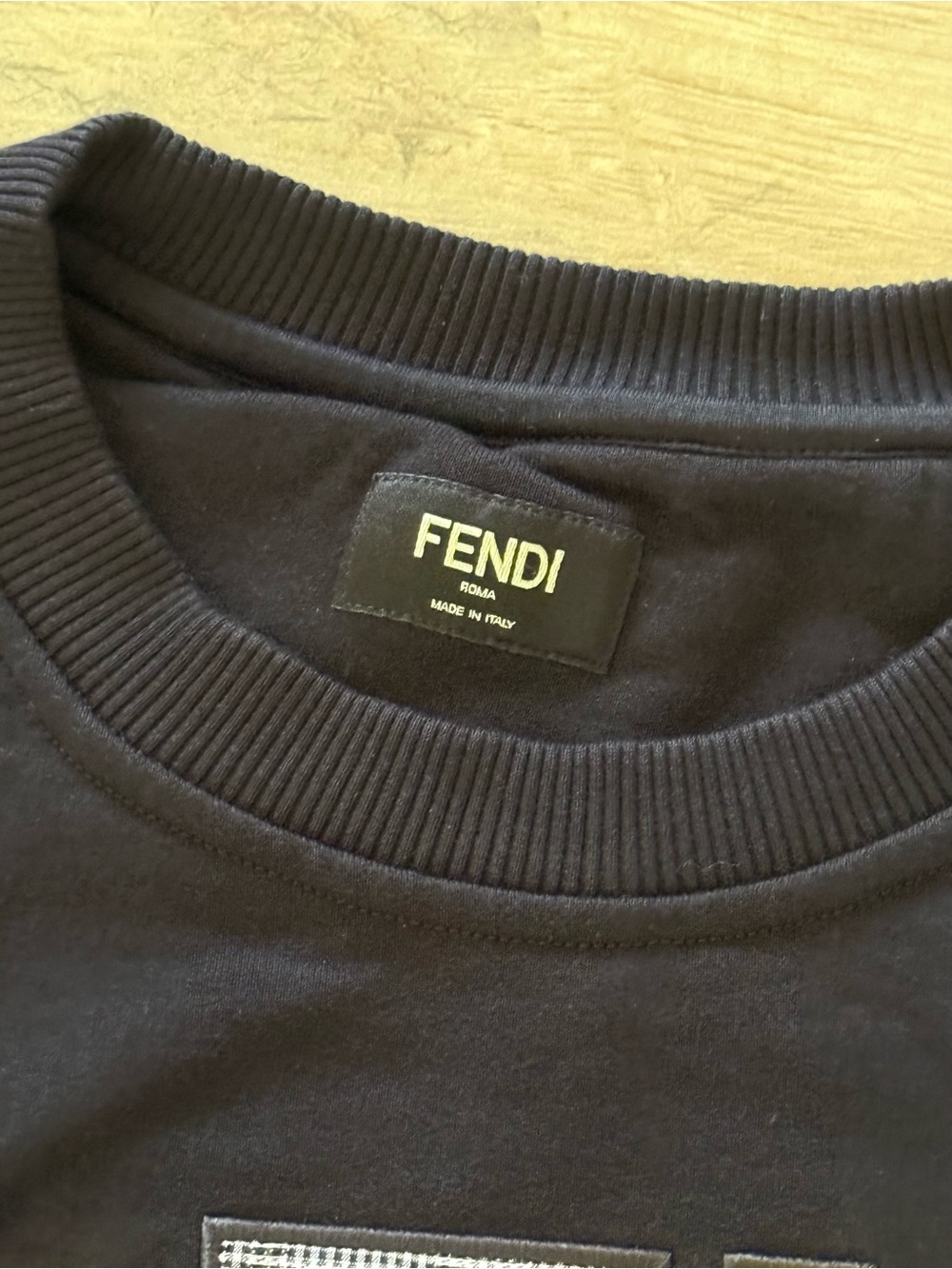 Fendi Black Crewneck with Silver FF Patch Motif - Picture 6 of 6